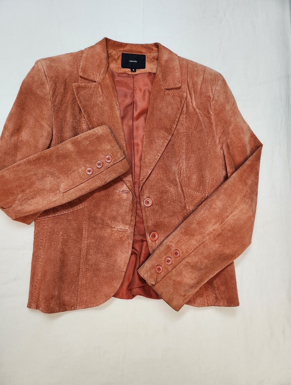 identify Rust Orange Size 8 Suede Blazer - Tailored Notch Lapel